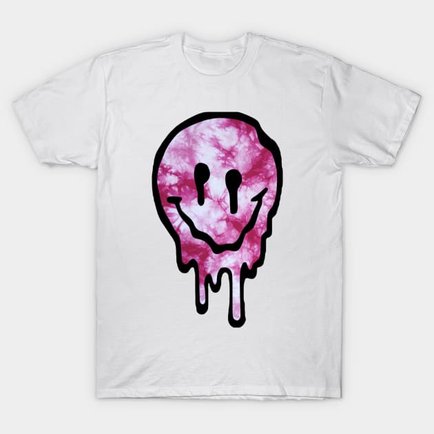 Pink Tie Dye Drippy Smiley Face